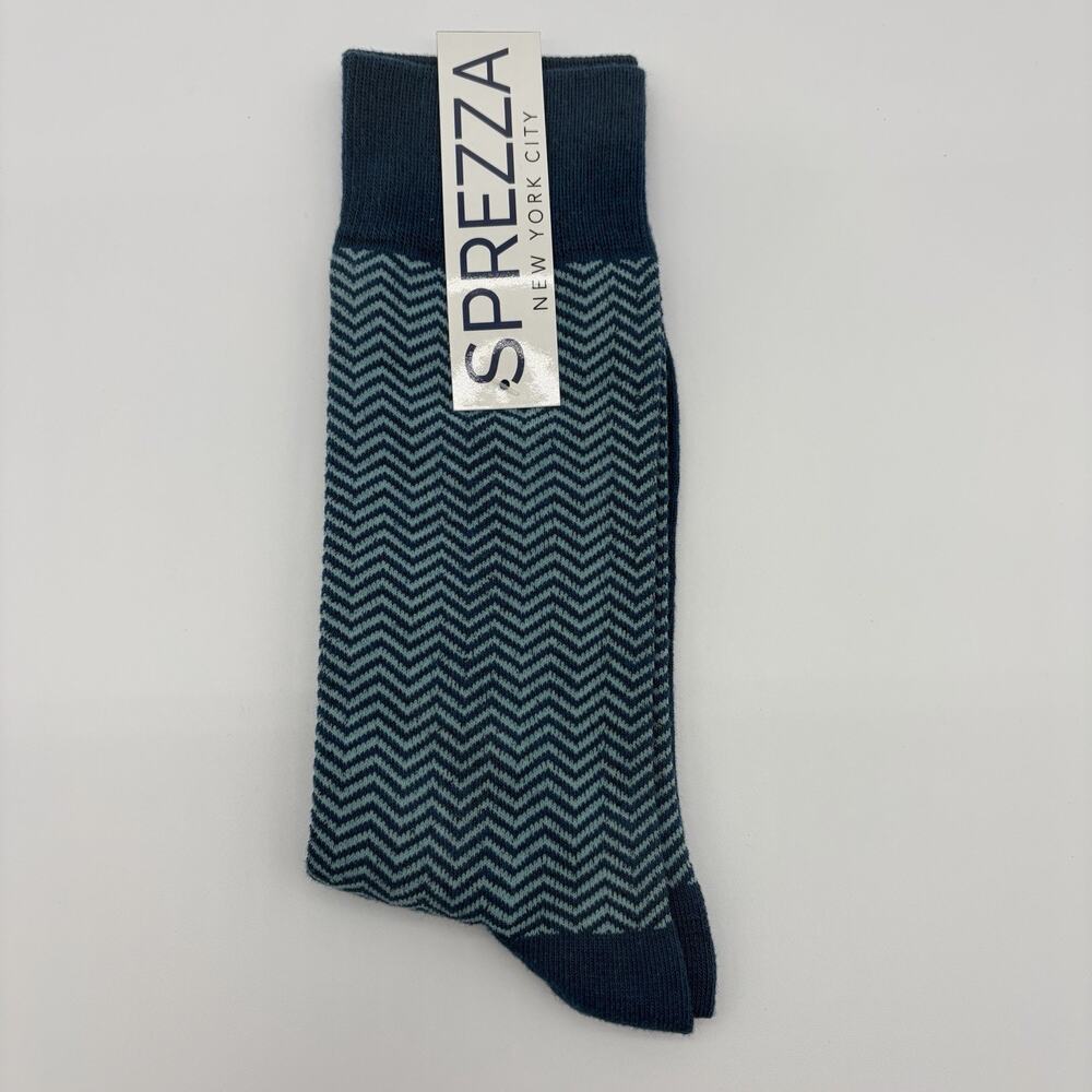 Sprezza New York City Men's Dress Socks Chevron Navy Turquoise 8-12